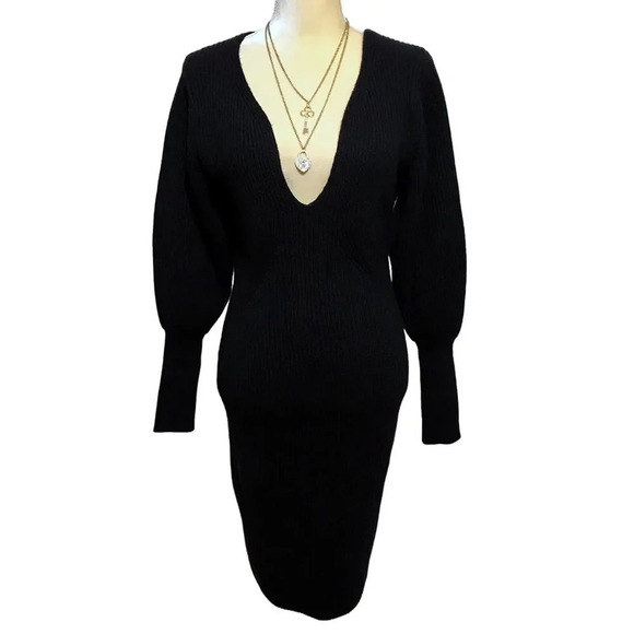 Astr The Label NWT Black Mini Sweater Dress Women M - Picture 1 of 10
